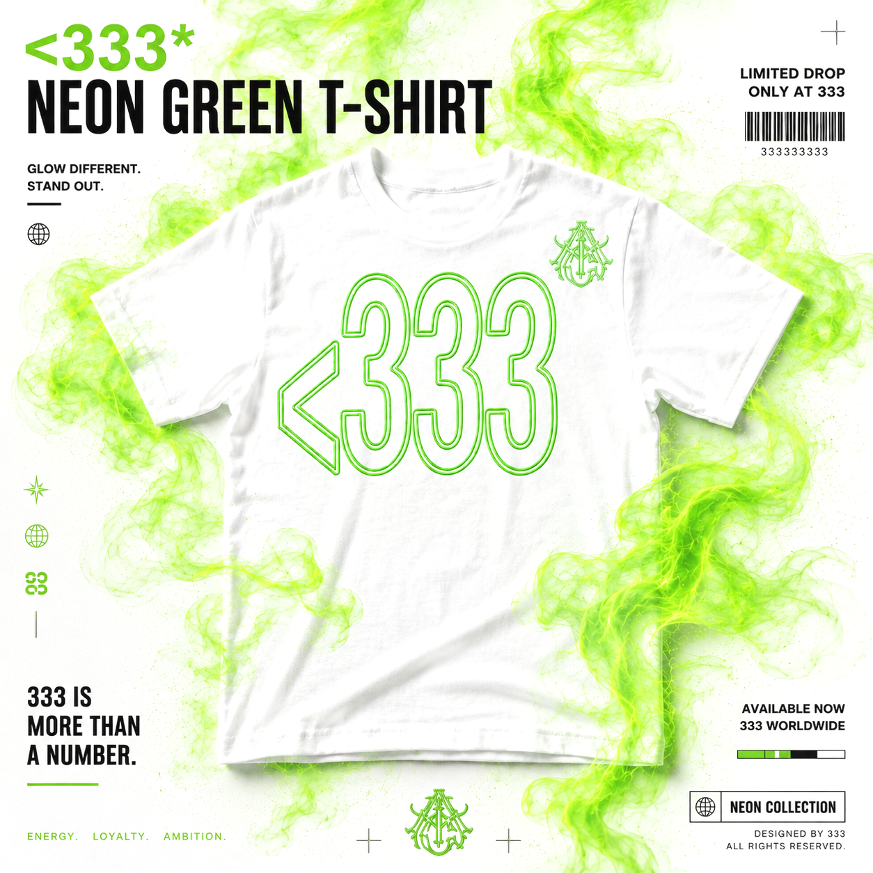 archive <333* NEON GREEN T-SHIRT WHITE