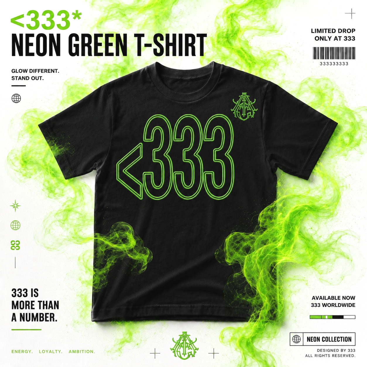 archive <333* NEON GREEN T-SHIRT BLACK